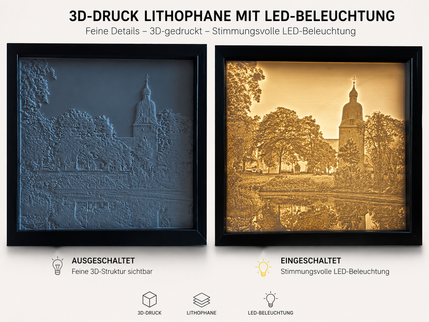 Lithophane – individuelles 3D-Fotobild mit LED-Beleuchtung