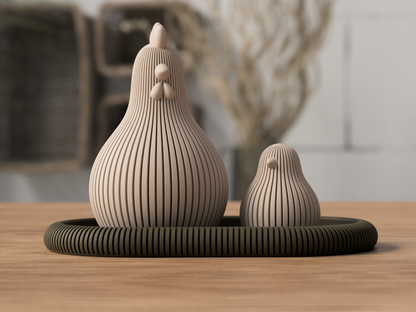 Minimalistischer Oster Hahn & Küken  (3D-Druck)